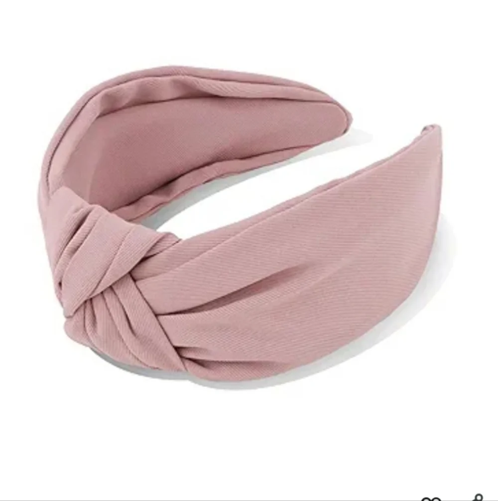 Dusty Rose / Mauve Satin Knotted Top Wide Headband